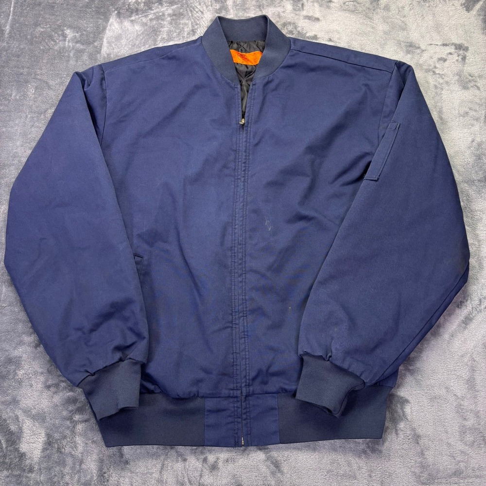 Red Kap Navy Bomber‎ Work Jacket Men's Large Quilted Lined Industrial Coat